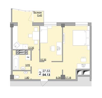 2-кімнатна 54.13 м² в ЖК Місто Мрій від 15 600 грн/м², Одеса