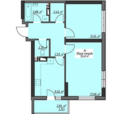 2-кімнатна 55.42 м² в ЖК Одеські традиції від 25 600 грн/м², Одеса