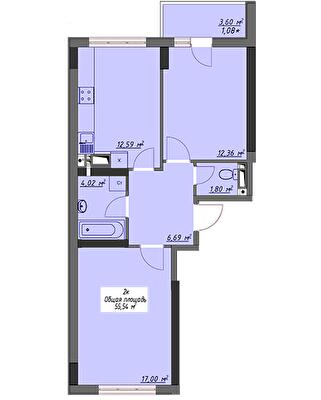 2-кімнатна 55.54 м² в ЖК Одеські традиції від 25 600 грн/м², Одеса