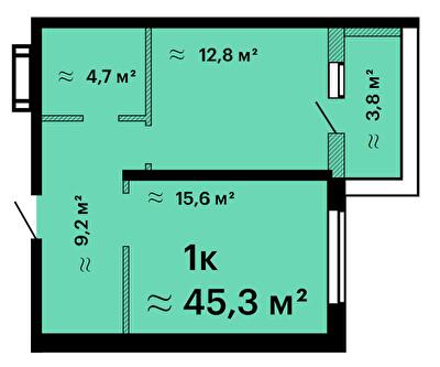 1-кімнатна 45.3 м² в ЖК Оскар від 31 600 грн/м², Одеса