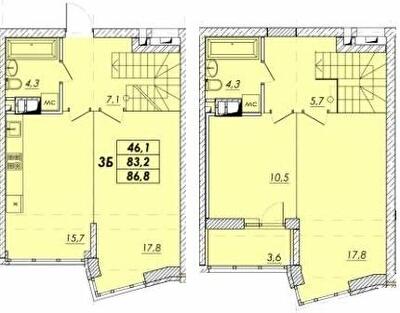 Дворівнева 86.8 м² в ЖК Прохоровський квартал від 19 000 грн/м², Одеса