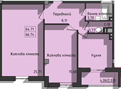 Двокімнатні в ЖК Сокіл