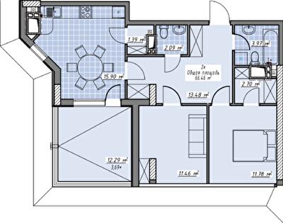 2-кімнатна 66.46 м² в ЖК Елегія Парк від 28 000 грн/м², Одеса