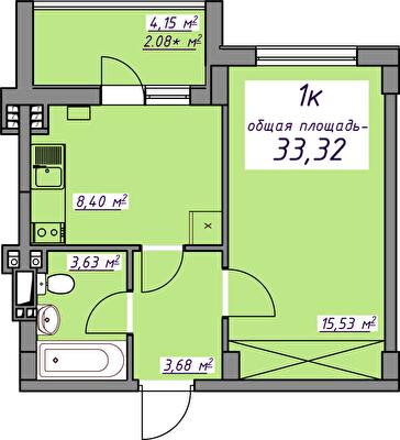 1-кімнатна 33.32 м² в ЖМ Сьоме Небо від 20 700 грн/м², смт Авангард