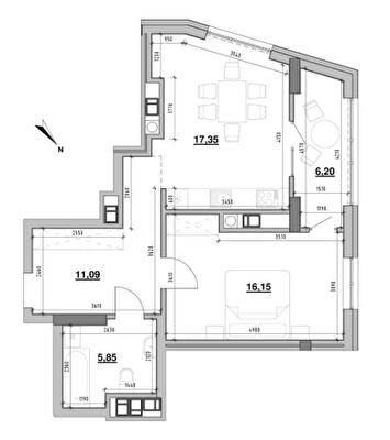 1-кімнатна 56.64 м² в ЖК Ярославенка від 49 621 грн/м², Львів