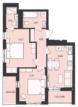 2-комнатная 56.6 м² в ЖК Mill Town от 35 000 грн/м², Львов