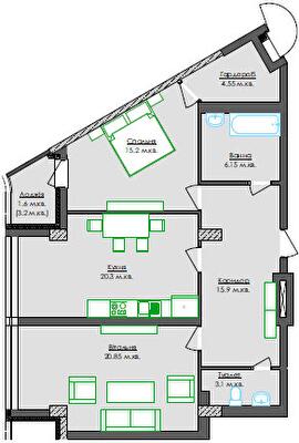 2-комнатная 87.65 м² в ЖК Park Tower от 28 850 грн/м², Львов