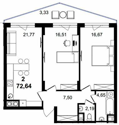 2-комнатная 72.64 м² в ЖК Tiffany apartments от 31 050 грн/м², Львов
