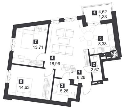 2-комнатная 72.9 м² в ЖК Малоголосківські пагорби от 35 450 грн/м², Львов
