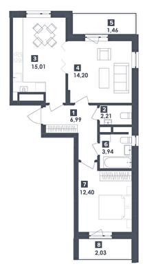 2-комнатная 59.08 м² в ЖК Малоголосківські пагорби от 21 350 грн/м², Львов