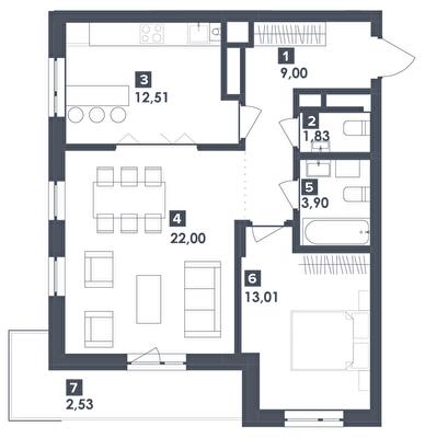 2-комнатная 64.78 м² в ЖК Малоголосківські пагорби от 21 350 грн/м², Львов