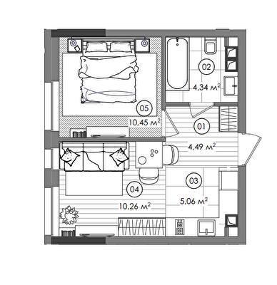1-кімнатна 49.55 м² в ЖК Creator City від 36 602 грн/м², Київ
