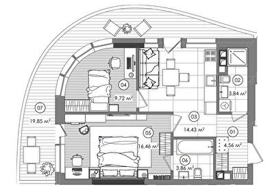 2-кімнатна 58.83 м² в ЖК Creator City від 51 678 грн/м², Київ