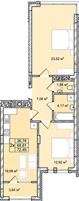2-комнатная 72.45 м² в ЖК Софиевка от 30 500 грн/м², Львов