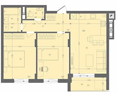 2-комнатная 69.08 м² в ЖК Этно Дом от 18 000 грн/м², с. Горишний