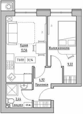 1-кімнатна 31.14 м² в ЖК KEKS від 14 900 грн/м², смт Авангард