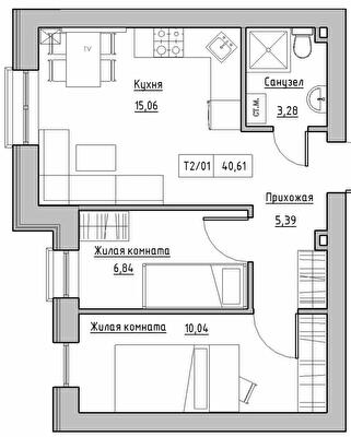 2-кімнатна 40.61 м² в ЖК KEKS від 20 200 грн/м², смт Авангард