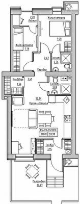 2-кімнатна 59.65 м² в ЖК KEKS від 20 200 грн/м², смт Авангард