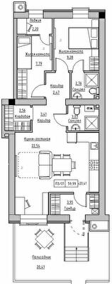 2-кімнатна 59.99 м² в ЖК KEKS від 19 900 грн/м², смт Авангард