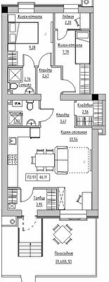 2-кімнатна 66.11 м² в ЖК KEKS від 19 900 грн/м², смт Авангард