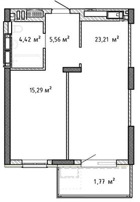 1-кімнатна 50.25 м² в ЖК Krona Park II від 24 935 грн/м², м. Бровари
