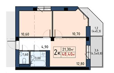 2-кімнатна 48.4 м² в ЖК Власна квартира від 37 500 грн/м², Київ