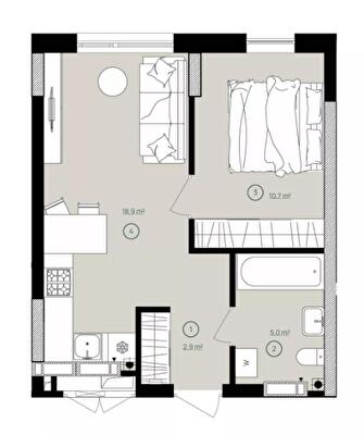 1-комнатная 37.5 м² в ЖК Дом на Вавиловых от 39 900 грн/м², Киев