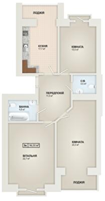 3-кімнатна 96.5 м² в ЖК Містечко Козацьке від 13 800 грн/м², Івано-Франківськ