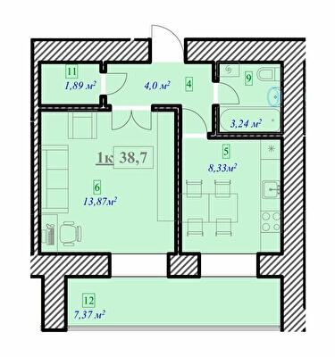 1-комнатная 38.7 м² в ЖК Ювілейний от 10 200 грн/м², Ивано-Франковск
