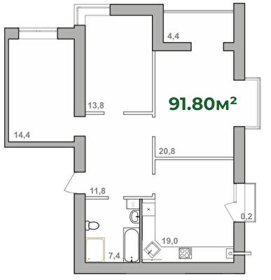 3-кімнатна 91.8 м² в ЖК Містечко Липки від 16 000 грн/м², Івано-Франківськ