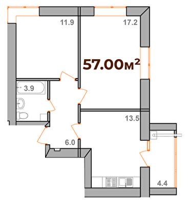 2-комнатная 57 м² в ЖК Опрышевская Слобода от 12 200 грн/м², Ивано-Франковск
