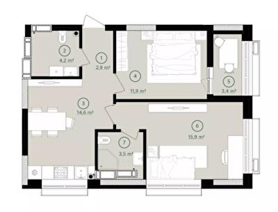 2-комнатная 56.6 м² в ЖК Дом на Вавиловых от 34 500 грн/м², Киев
