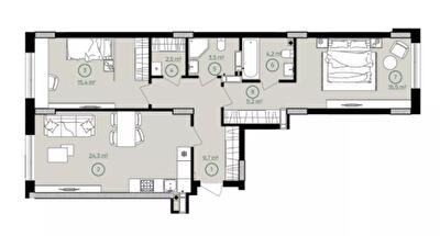 2-комнатная 80.3 м² в ЖК Дом на Вавиловых от 34 500 грн/м², Киев