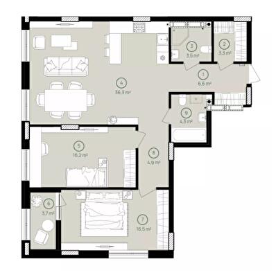 2-комнатная 95.3 м² в ЖК Дом на Вавиловых от 34 500 грн/м², Киев