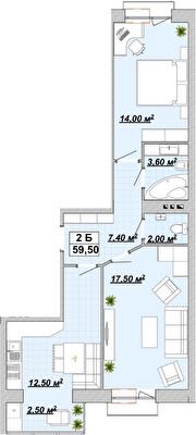 2-комнатная 59.5 м² в ЖР Княгинин от 13 500 грн/м², Ивано-Франковск