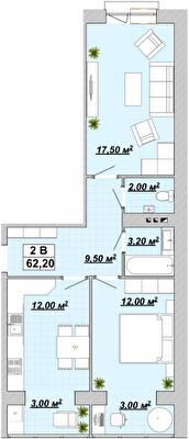 2-комнатная 62.2 м² в ЖР Княгинин от 13 500 грн/м², Ивано-Франковск