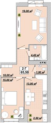 2-комнатная 65.5 м² в ЖР Княгинин от 14 000 грн/м², Ивано-Франковск