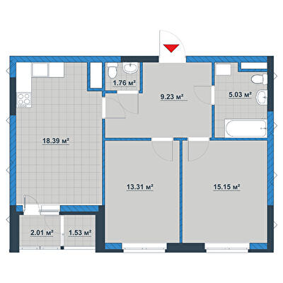 2-кімнатна 66.41 м² в ЖК Причал 8 від 27 439 грн/м², Київ