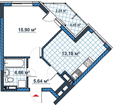 1-кімнатна 41.8 м² в ЖК Причал 8 від 32 613 грн/м², Київ