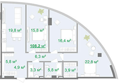 3-комнатная 108.1 м² в МФК Intergal City от 64 802 грн/м², Киев