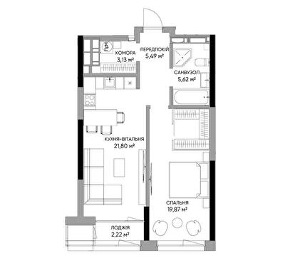 1-кімнатна 58.13 м² в БФК A136 Highlight Tower від 83 007 грн/м², Київ