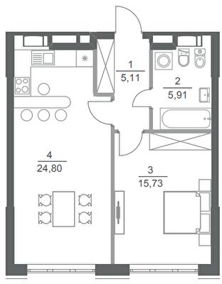 1-кімнатна 51.5 м² в ЖК Greenville Park від 52 250 грн/м², Київ