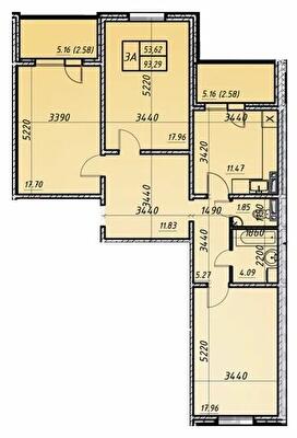 3-кімнатна 93.29 м² в ЖК Navigator 2 від 21 750 грн/м², Київ