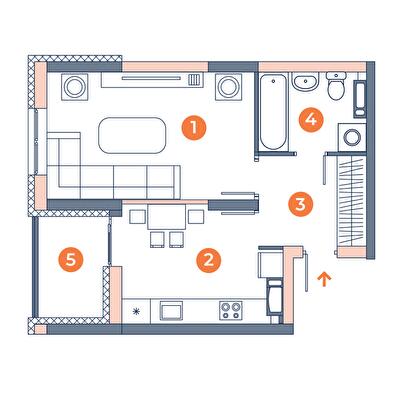 1-кімнатна 36.22 м² в ЖК Orange City від 25 300 грн/м², Київ