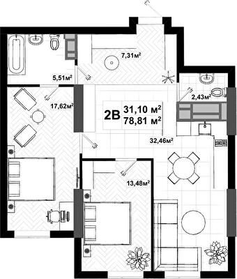 2-кімнатна 78.51 м² в ЖК UNO City House від 41 300 грн/м², Київ