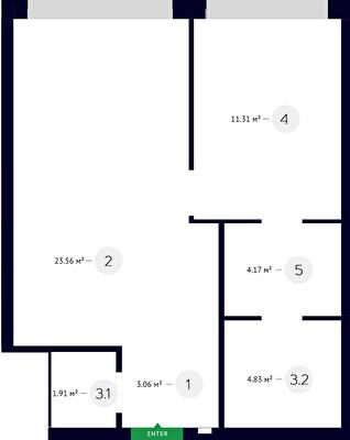 1-кімнатна 46.53 м² в ЖК White Lines від 70 250 грн/м², Київ