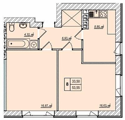 2-комнатная 53.55 м² в ЖК Wood Park 2 от 24 200 грн/м², Киев