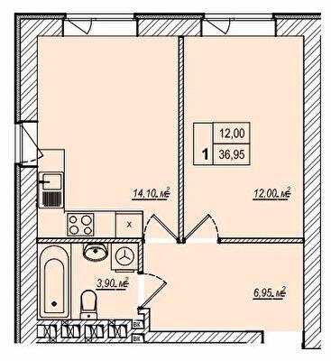 1-комнатная 36.95 м² в ЖК Wood Park 2 от 19 700 грн/м², Киев