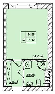 1-комнатная 21.42 м² в ЖК Wood Park 2 от 19 700 грн/м², Киев