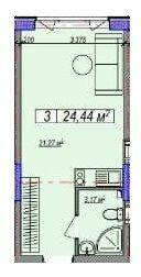 1-кімнатна 24.44 м² в ЖК Парк Слави від 22 200 грн/м², Київ